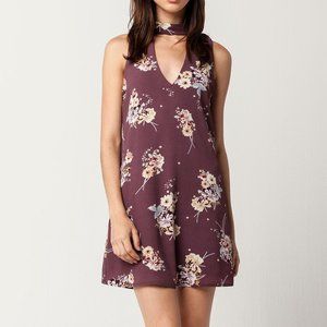 Socialite Floral Choker Mini Dress Purple Size S